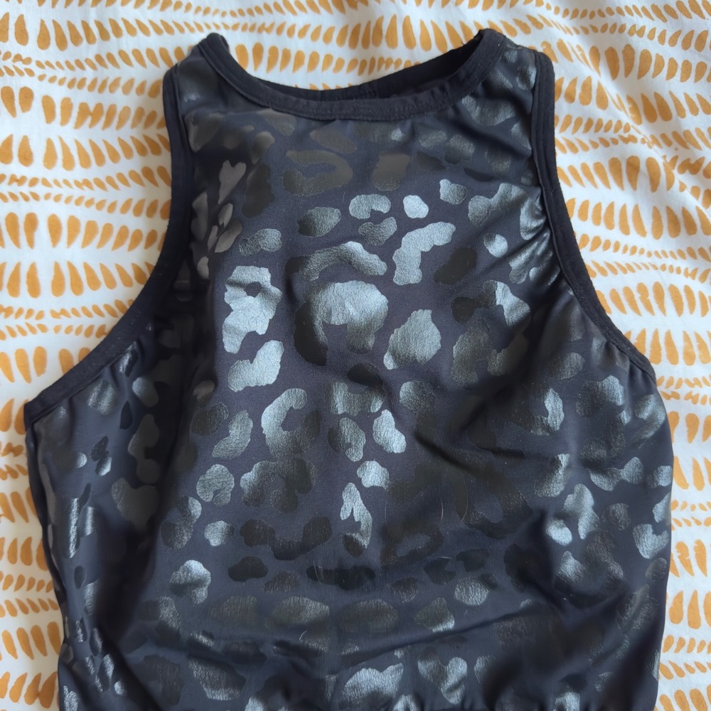 CHESTEE Black and Gold Leopard Print Tank Top